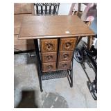 Vintage Singer Cast Iron Base Side Table with 6 Dr