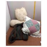 Vintage Style Lace & Patchwork Pillow Lot with Han