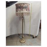 Vintage Style Floral Floor Lamp with Beaded Fringe