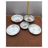 Vintage Porcelain Floral Bowl & Dish Collection -