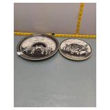M. Boettger Art Pottery Trivet - Rabbits