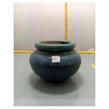 Blue Glazed Ceramic Pot w/ Lid