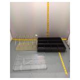3-Piece Desk Organizer Set - Gold Rack, Tray