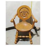 Carved Wood Face Accent Chair