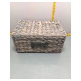Woven Basket Box w/ Lid & Bone Clasp