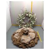 2 Decorative Wreaths - Burlap/Lace & Eucalyptus