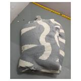 Gray & White Woven Throw Blanket w/ Fringe