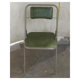 Vintage Metal Folding Chair - Green Vinyl
