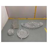 Cut Glass Crystal Serving Set - 4 Pieces