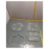 Vintage Glass Serving Trays & Metal Carrier