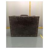 Vintage Hard-Shell Suitcase w/ Brass Studs