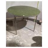 Round Folding Table - Green Top, Metal Frame