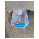 Clear Storage Totes w/ Blue Latches - Set of 3
