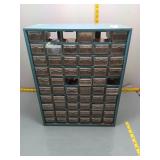 Parts Cabinet - Teal Metal, 60-Drawer w/ Contents