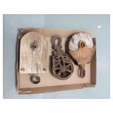 Vintage Block & Tackle Pulleys, Lot of 3