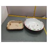 Vintage Enamelware Pan & Basin Set