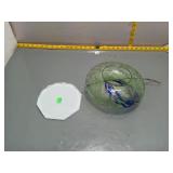 Art Glass Pendant Light Shade w/ Canopy