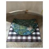 Floral Semi-Circle & Plaid Rug Set