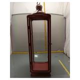 Large Red Metal Lantern w/ Glass Panels