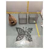Wire Baskets, Butterfly Decor & Woven Birdhouse