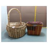 2 Woven Baskets - Corn Husk & Longaberger