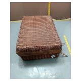 Wicker Picnic Basket w/ Lid & Handles