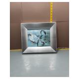 Framed Swan Painting - Brushed Silver Frame