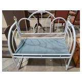 White Metal Settee Bench w/ Cushion