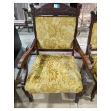 Carved Mahogany Armchair w/ Floral Upholstery