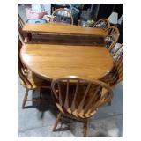Oak Dining Table w/ Leaf & 6 Chairs