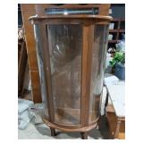 Curved Glass Wood Curio Display Cabinet