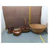 Wicker & Woven Basket Lot - 4 Pieces