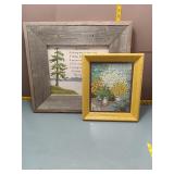 Framed Art Pair - Needlework & Floral Print
