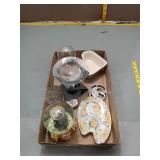 Mixed Decorative Lot - Snow Globe, Dishes & More