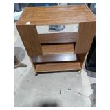 Rolling Wood Laminate Media/TV Cart w/ Shelves