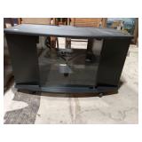 Black TV Stand w/ Smoked Glass Shelf