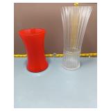 Glass & Red Art Glass Vases