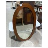 Oval Wood-Framed Wall Mirror