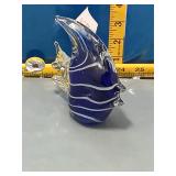 Art Glass Angel Fish Figurine - Cobalt Blue