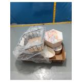Decoupage Hexagon Box, Round Tin & Wire Basket