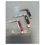 3 Vintage Folding Pocket Knife - Black Handle