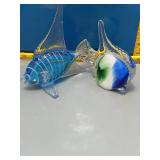 Art Glass Angelfish Figurine - Blue/Green/White