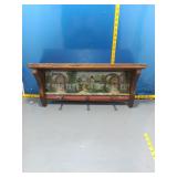 Vintage Wood Wall Shelf w/ Painted Panel