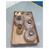 Vintage Oil Lamp Lot - Fonts, Mini Lamp & Creamer
