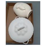 White Ceramic Soup Tureen - Lid Separate