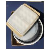 Tupperware 723 Tan Carrier Box,Nordic Ware Skillet