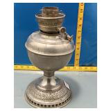 Vintage Oil Lamp Base - Nickel/Pewter Tone