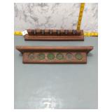 Vintage Wood Billiard Cue Rack - 2-Piece Set