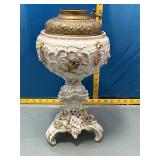 Porcelain Oil Lamp Base w/ Brass Fount