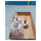 Vintage Oil Lamp Lot - Glass & Porcelain, 3pc